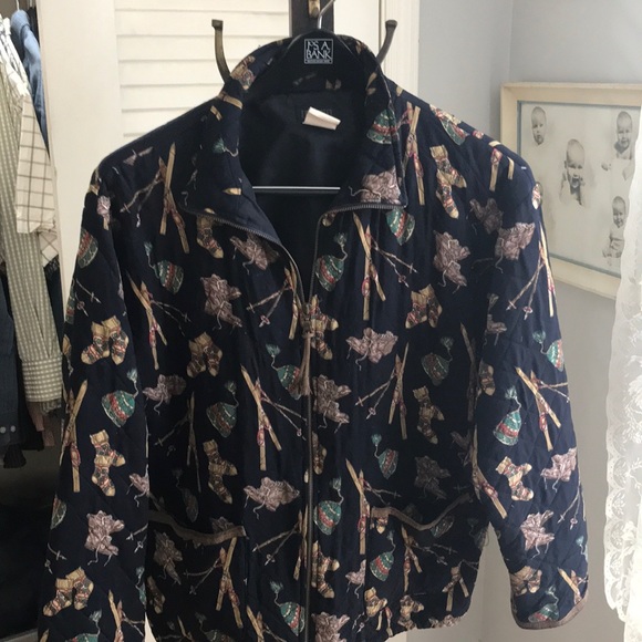 Ski-themed quilted jacket. Silk. By L’Officiel. - Picture 4 of 8